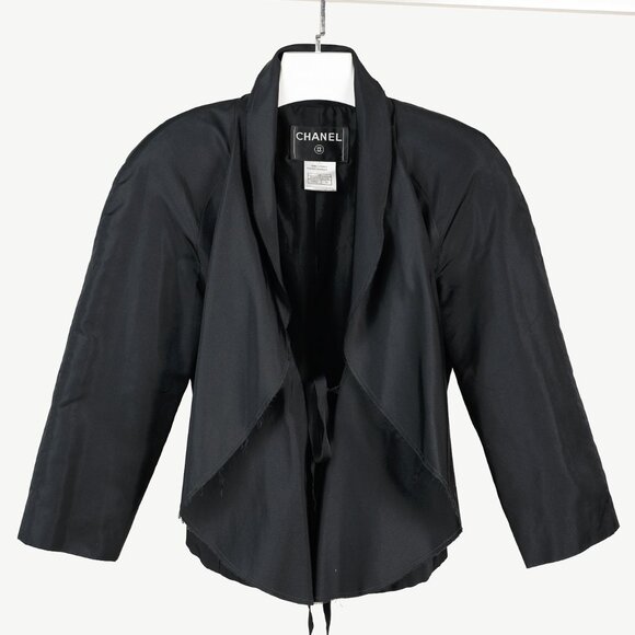 Chanel SS/06 RTW Runway Black Silk Taffeta Tie-Front Jacket - Picture 2 of 14